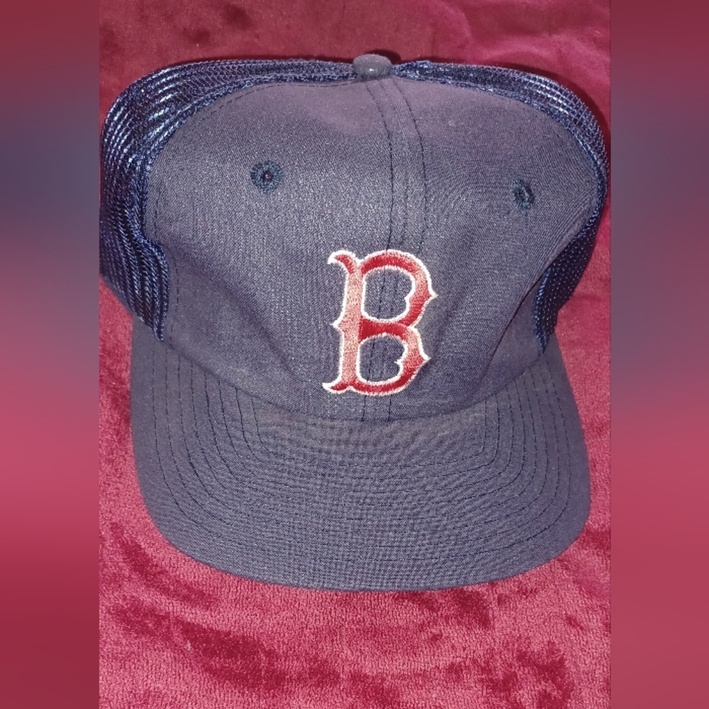 New Red Sox Navy Trucker Hat with Embroidered B